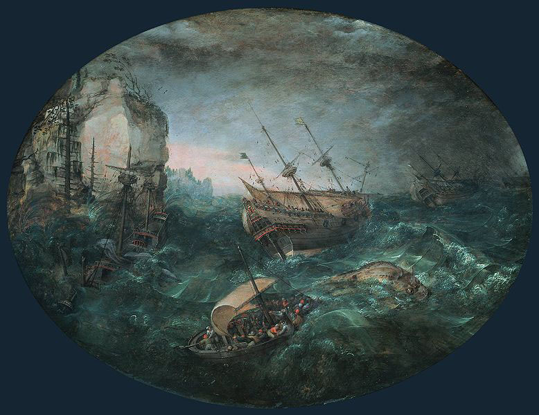 Shipwreck Off a Rocky Coast.